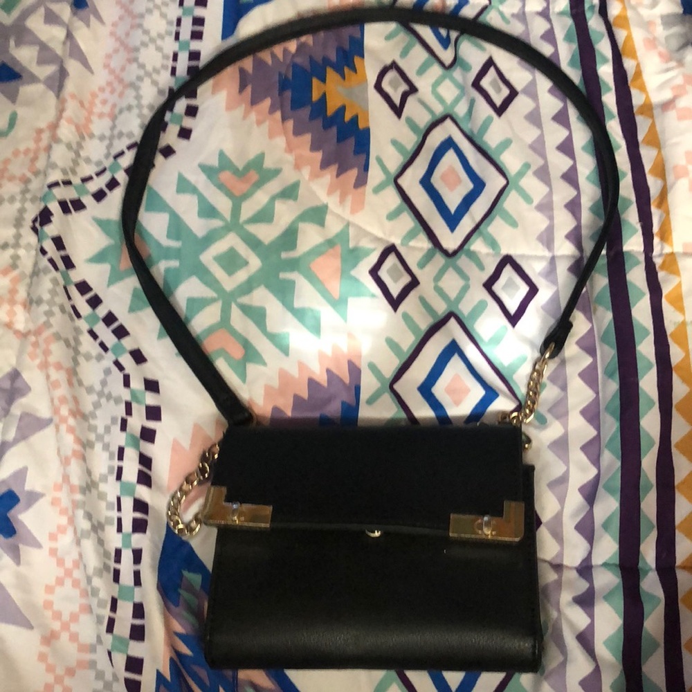 Gold and black crossbody bag